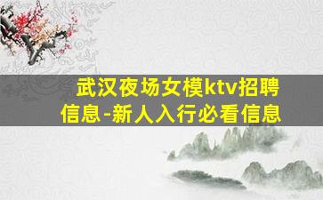 武汉夜场女模ktv招聘信息-新人入行必看信息